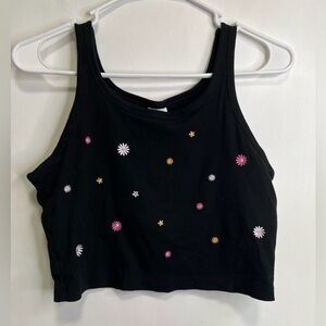 PINK Victoria's Secret Black Floral Crop Top